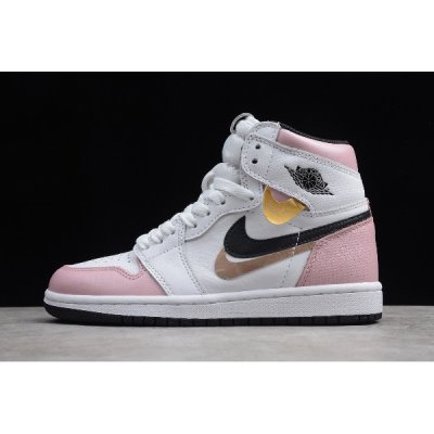 Nike Bayan Air Jordan 1 High Og Gs Beyaz / Pembe / Siyah Basketbol Ayakkabısı Türkiye - 272DO84X